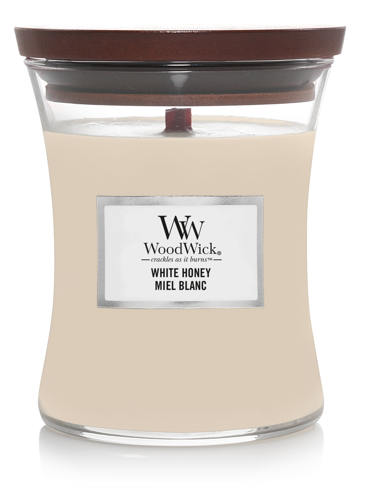 Bougie parfumée WoodWick - Sablier moyen - Miel blanc