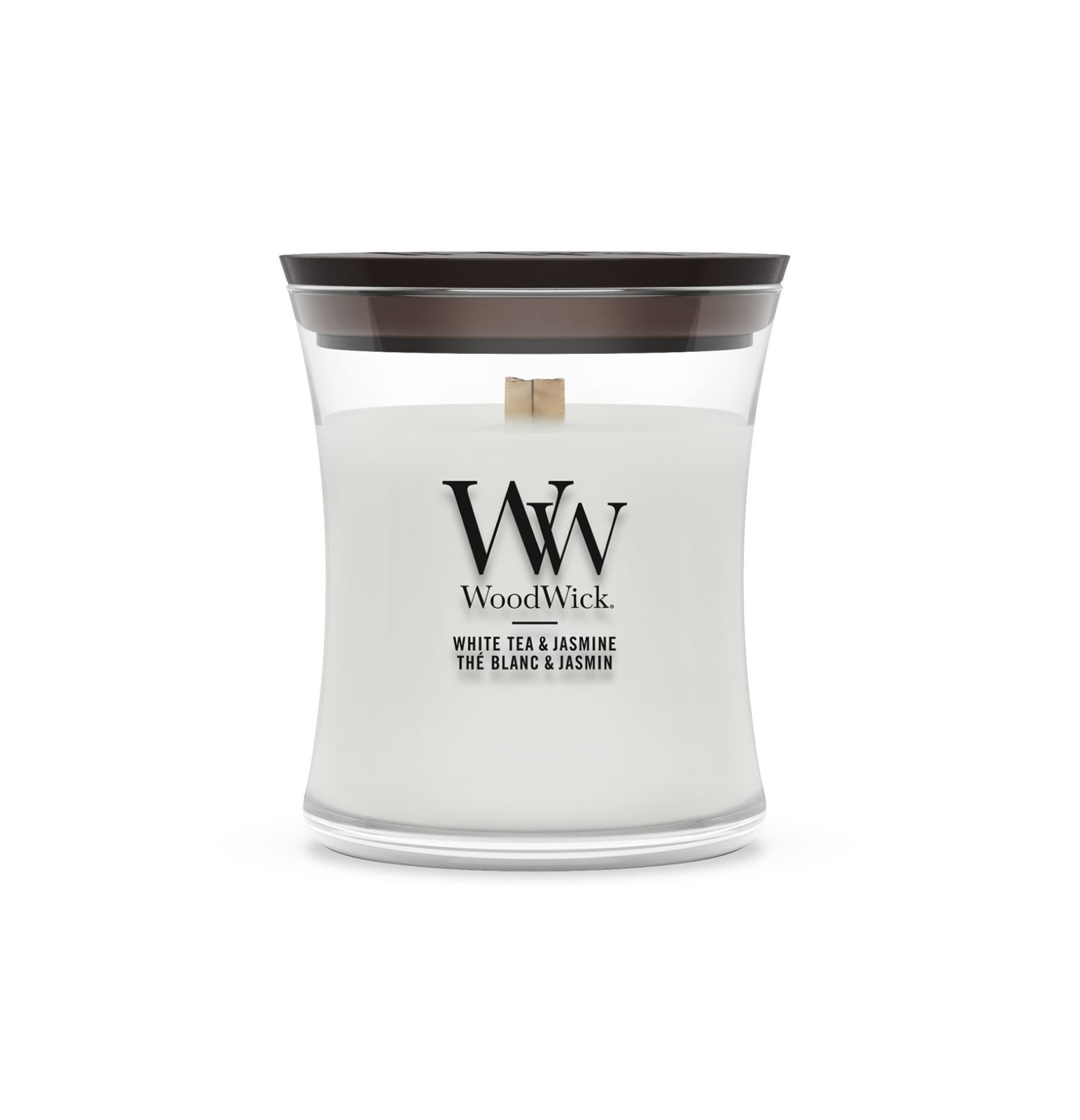 Bougie parfumée WoodWick - Mini sablier - Thé blanc & Jasmin