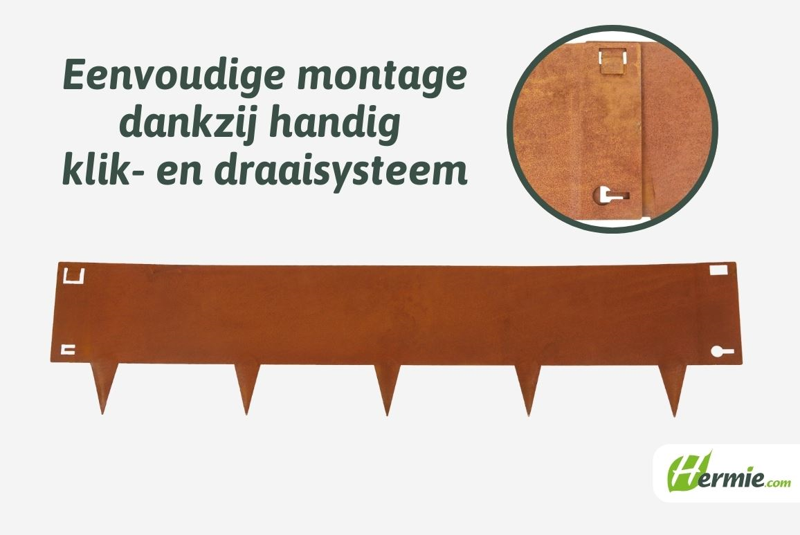 Démarcation en acier corten Famiflora - H : 24cm x L : 100cm - Epaisseur 1,5mm - Acier corten SPA-H