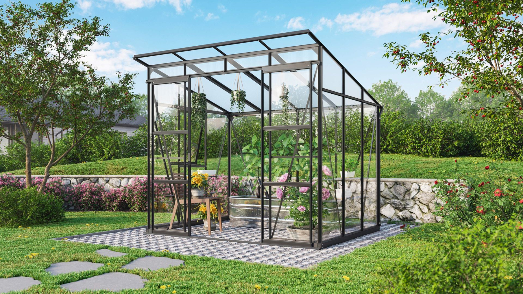 Vitavia Playa 5900 ESG/ - black - Walls of safety glass - L254.4 x 192.2 x 230.9 cm