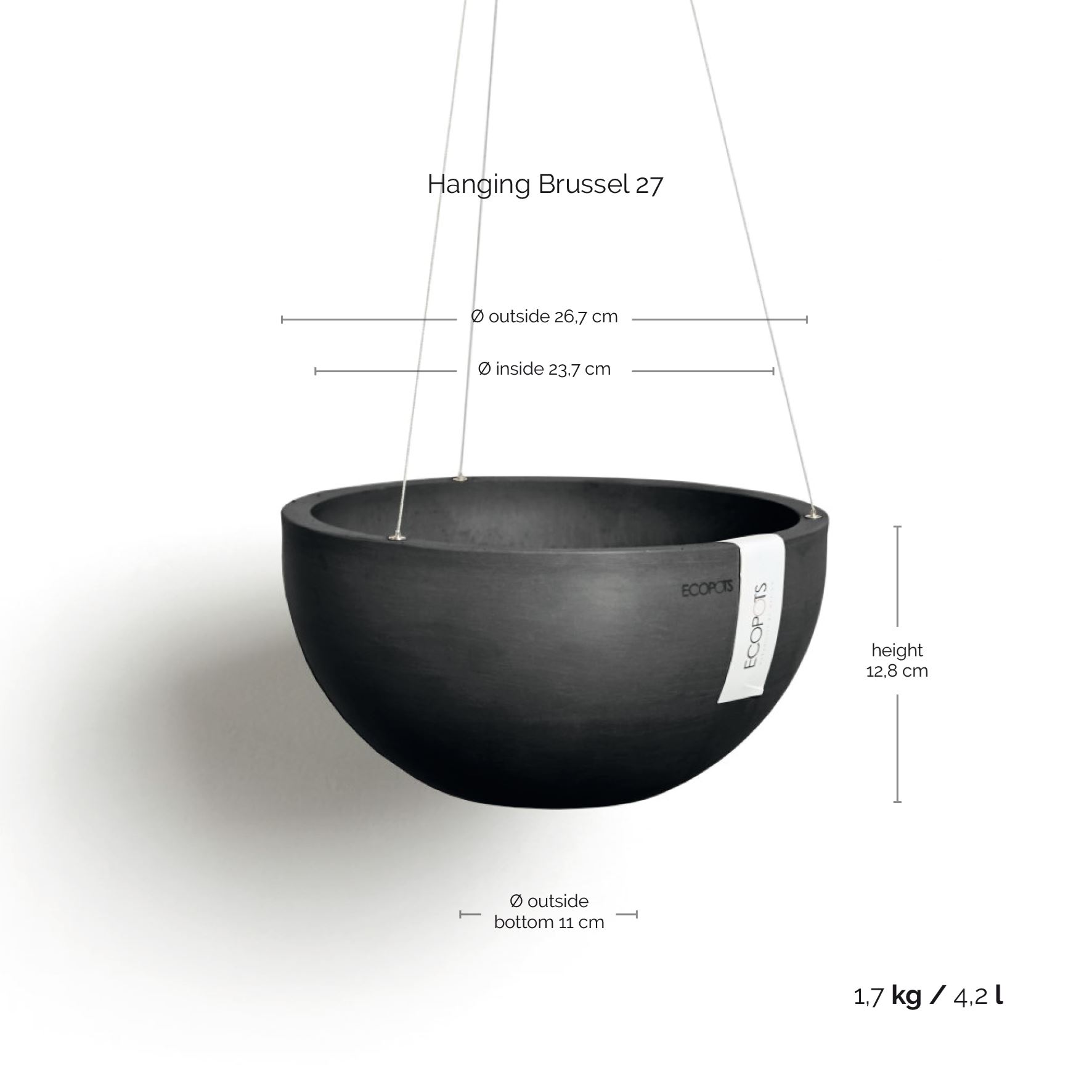 Ecopots-brussels-hanging-dark-grey-27-cm-H13-cm-incl-waterreservoir