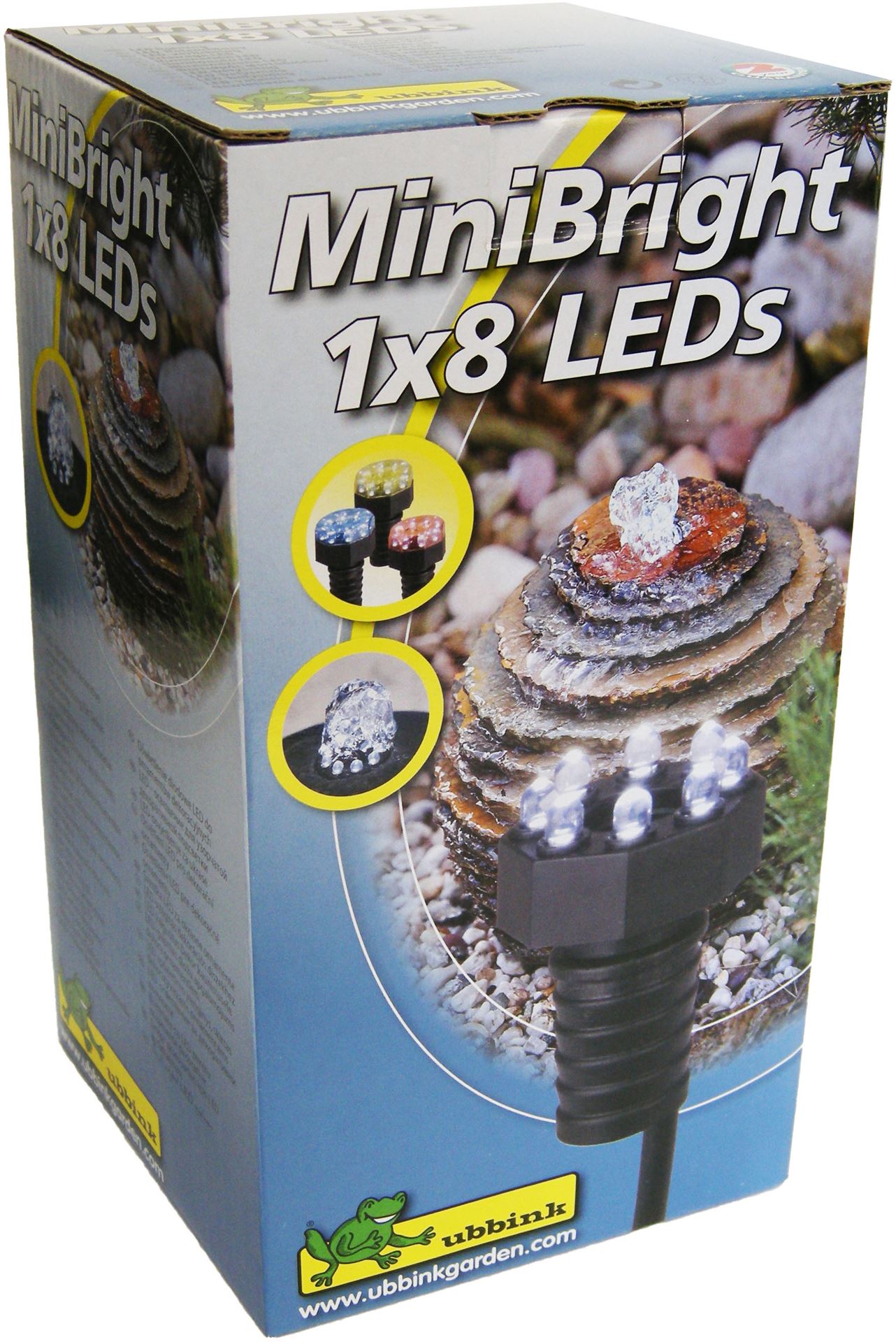 MiniBright-1x8-LED-s-4-gekleurde-kappen-Led-ring-8-Led-koud-wit-verlichting-trafo-DE-06-12W-Lumen-60