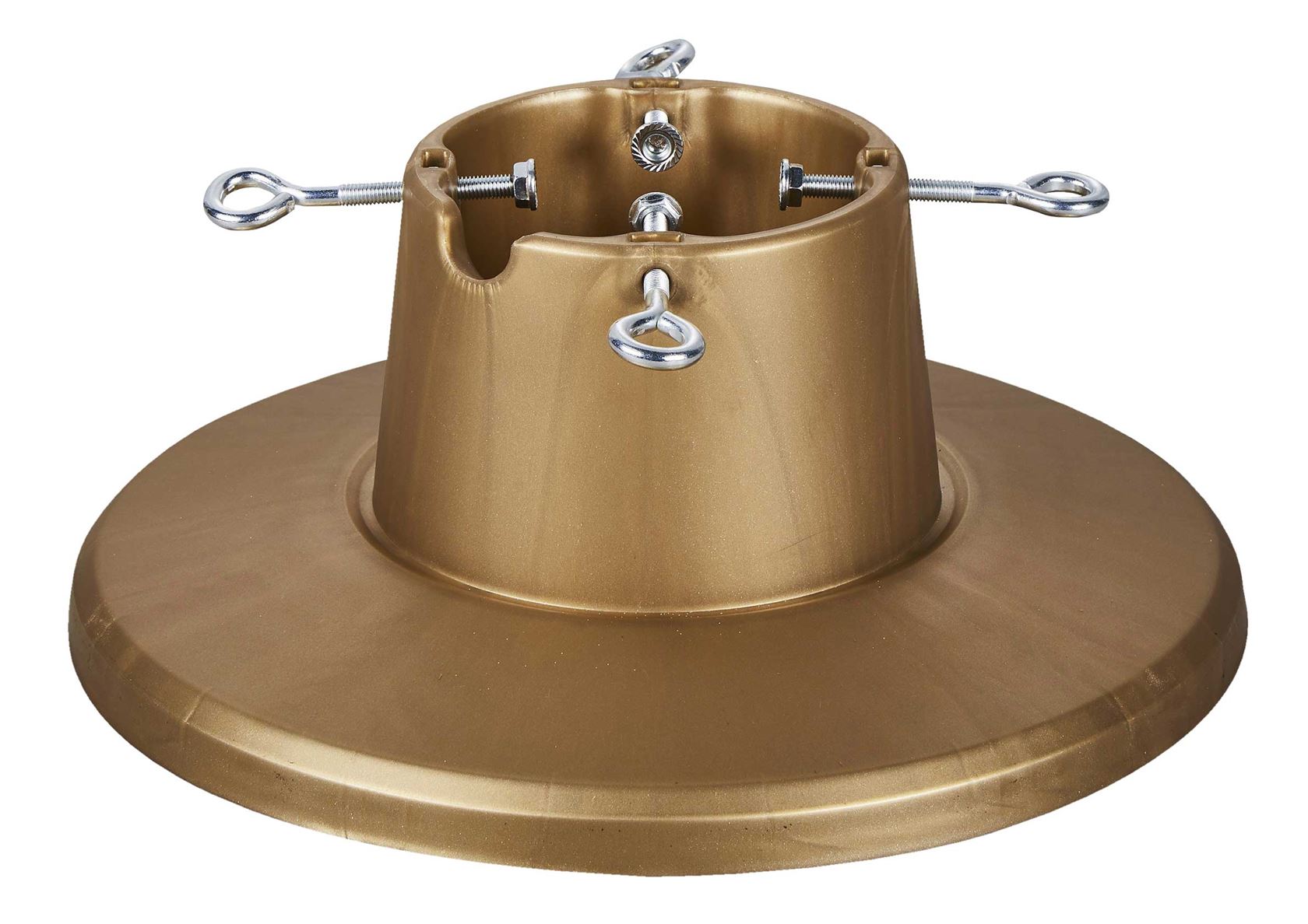 Solid gold Christmas tree stand with screw clamp - suitable for Christmas trees up to 210 cm (with water reservoir)