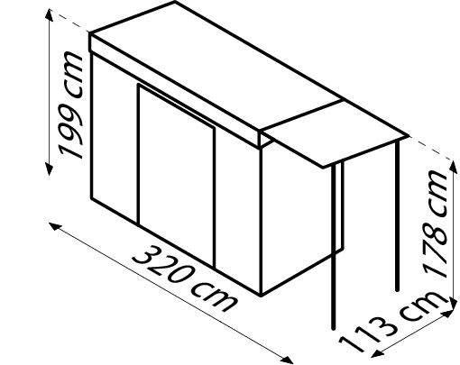 Schuin-dak-Skillion-84-antraciet-inkl-uitbreiding-met-plat-dak-Tuinberging-Metaal-B234-x-L113-x-H199-cm