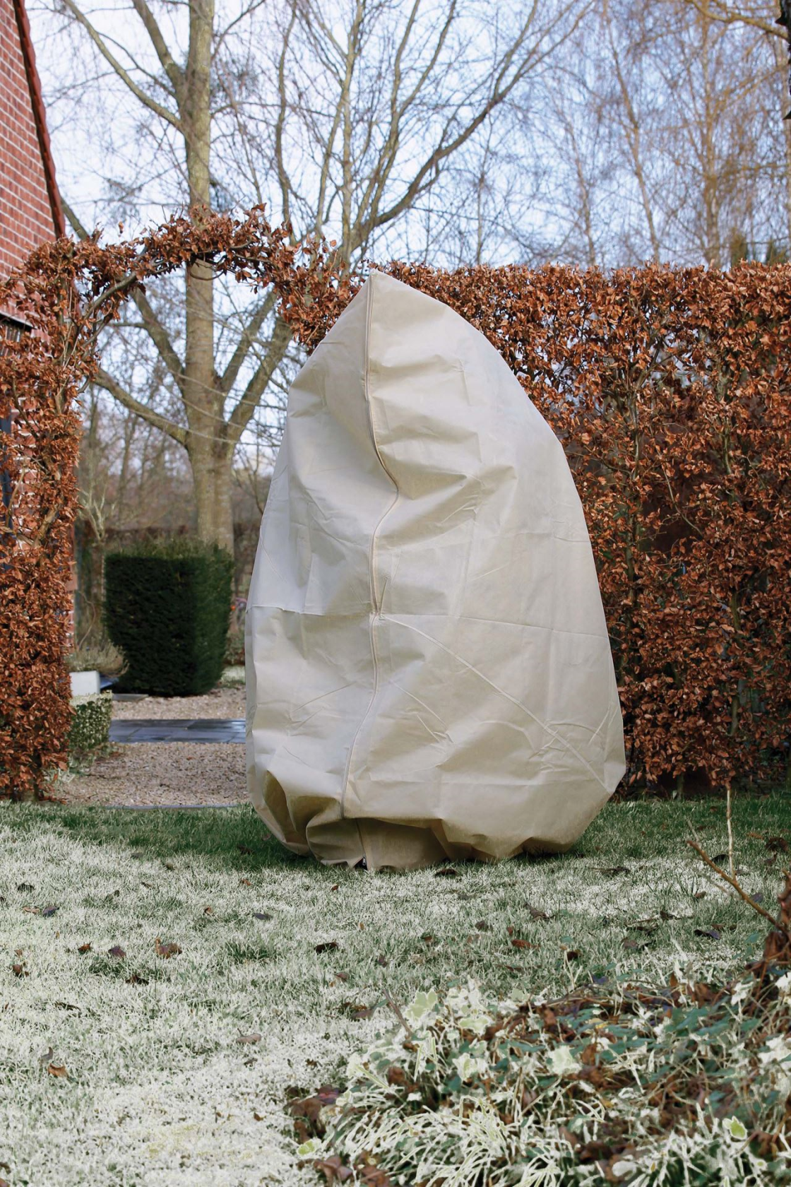 Housse d'hiver nature beige 300xØ250cm 70 g/m² avec cordon - avec zip