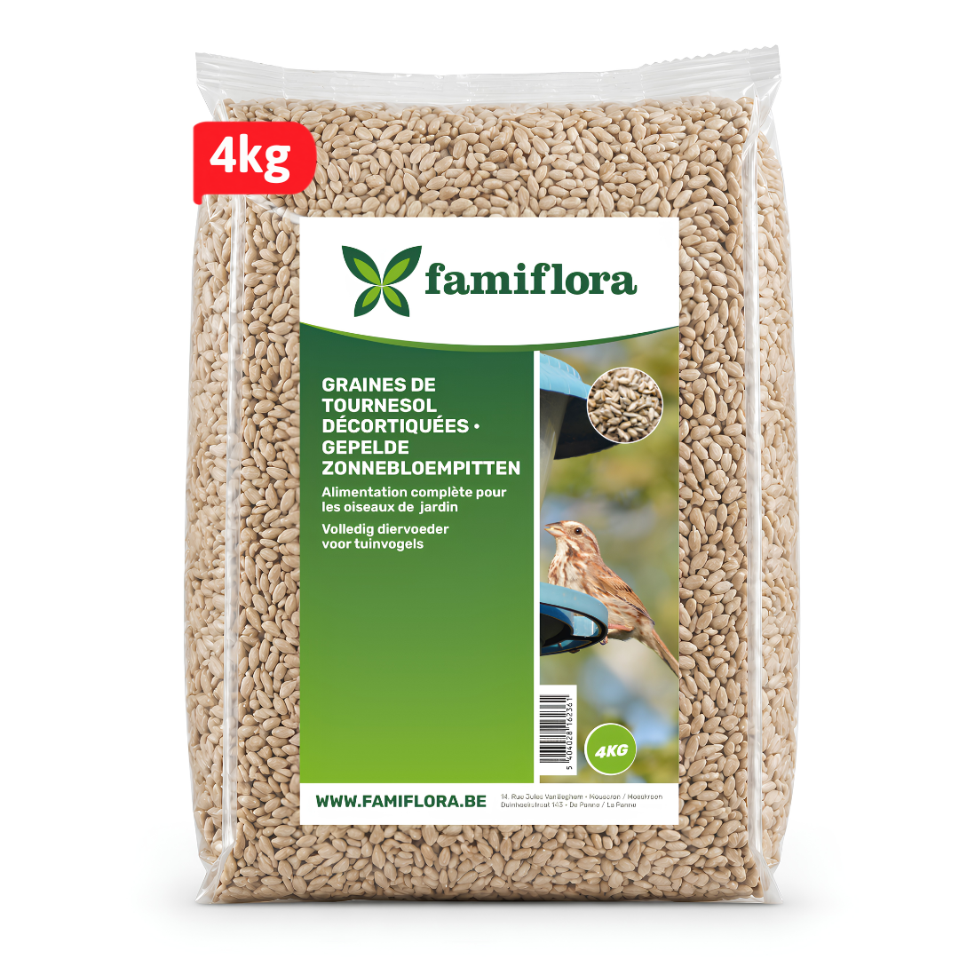 Famiflora Graines de tournesol décortiquées - Oiseaux de jardin - 4 kg