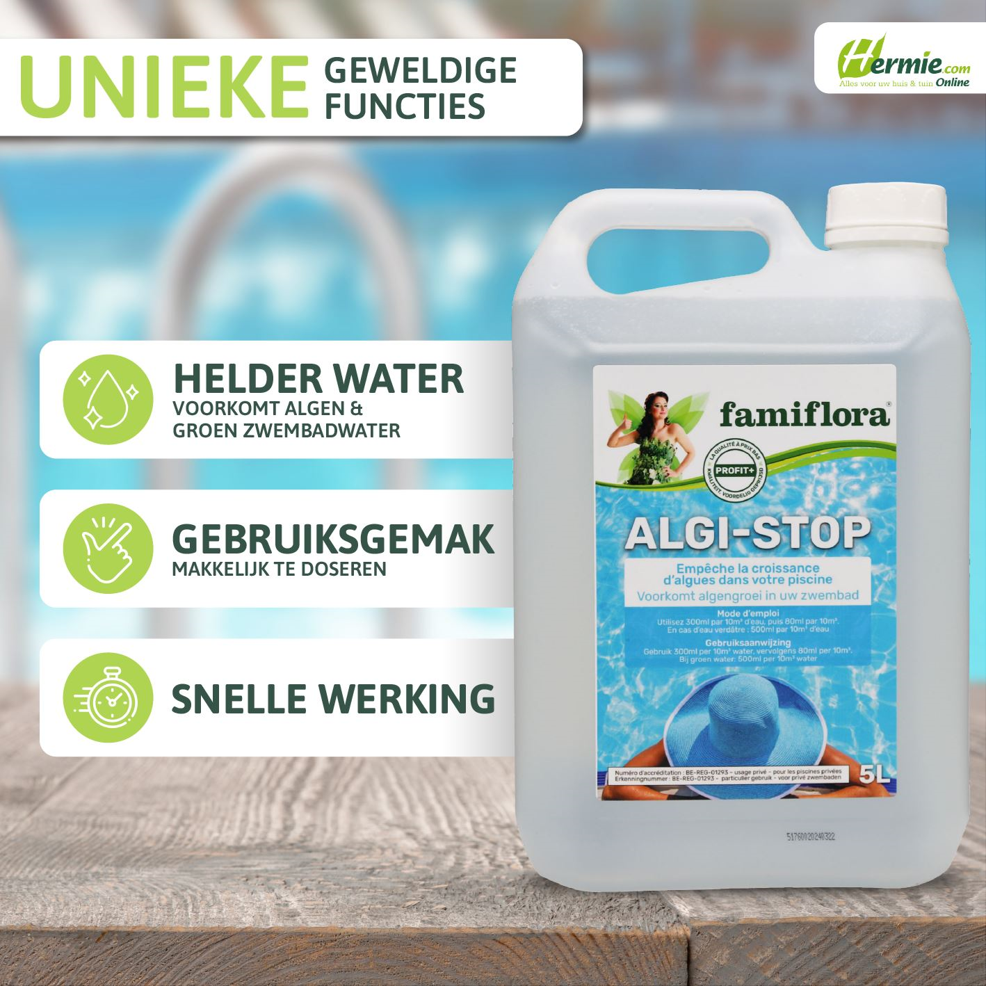 Famiflora Algi-Stop liquid 5L - Against algae growth in the pool!