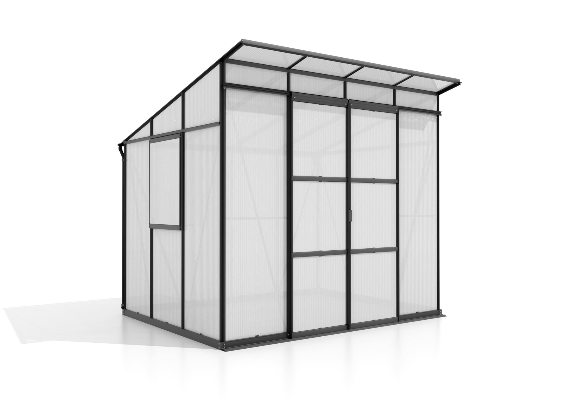 Playa-7600-HKP6mm-zwart-Polycarbonaat-serre-Vrijstaand-B254-4-x-L254-4-x-H246-4-cm