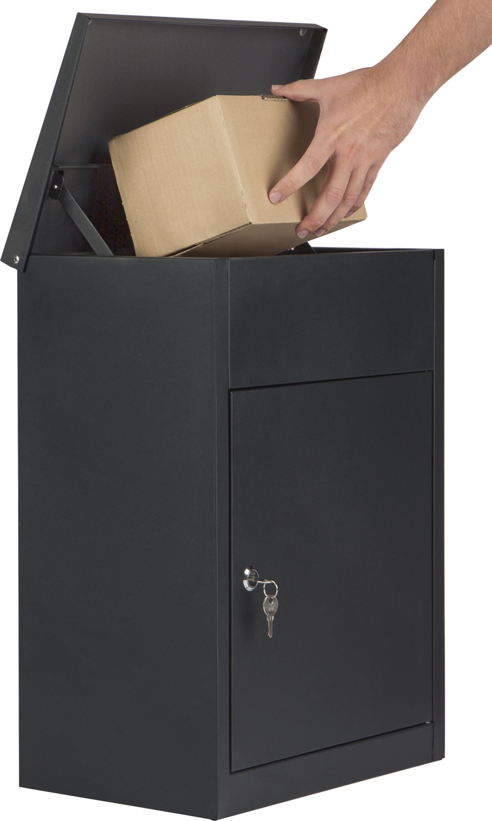 Practo Garden letterbox edmonton matte black - With key lock - 26x39x53,5cm - RAL 9005