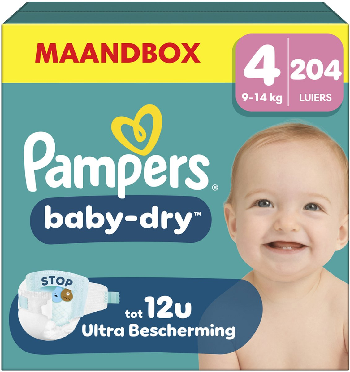 Pampers Baby-Dry diapers - Size 4 - 204 diapers (9-14 KG)