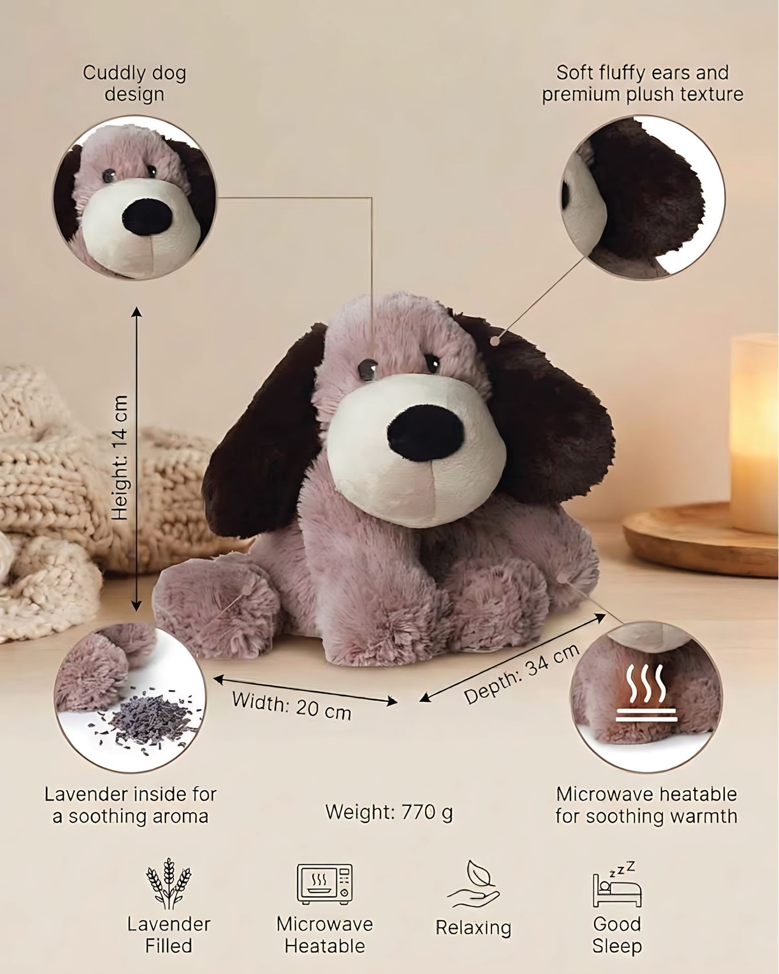 Warmies-hond-bruin