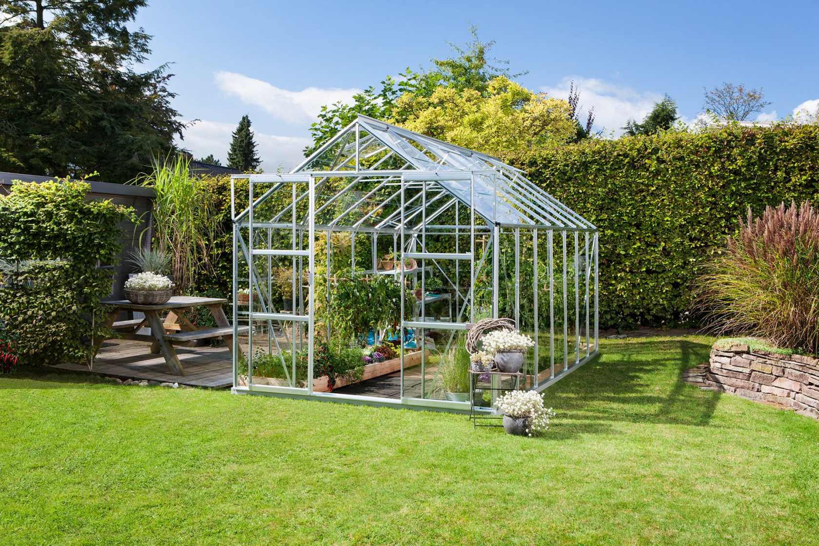 Vitavia Jupiter Serre 11,5m² met tuinbouwglas - met dubbele deur en fundering