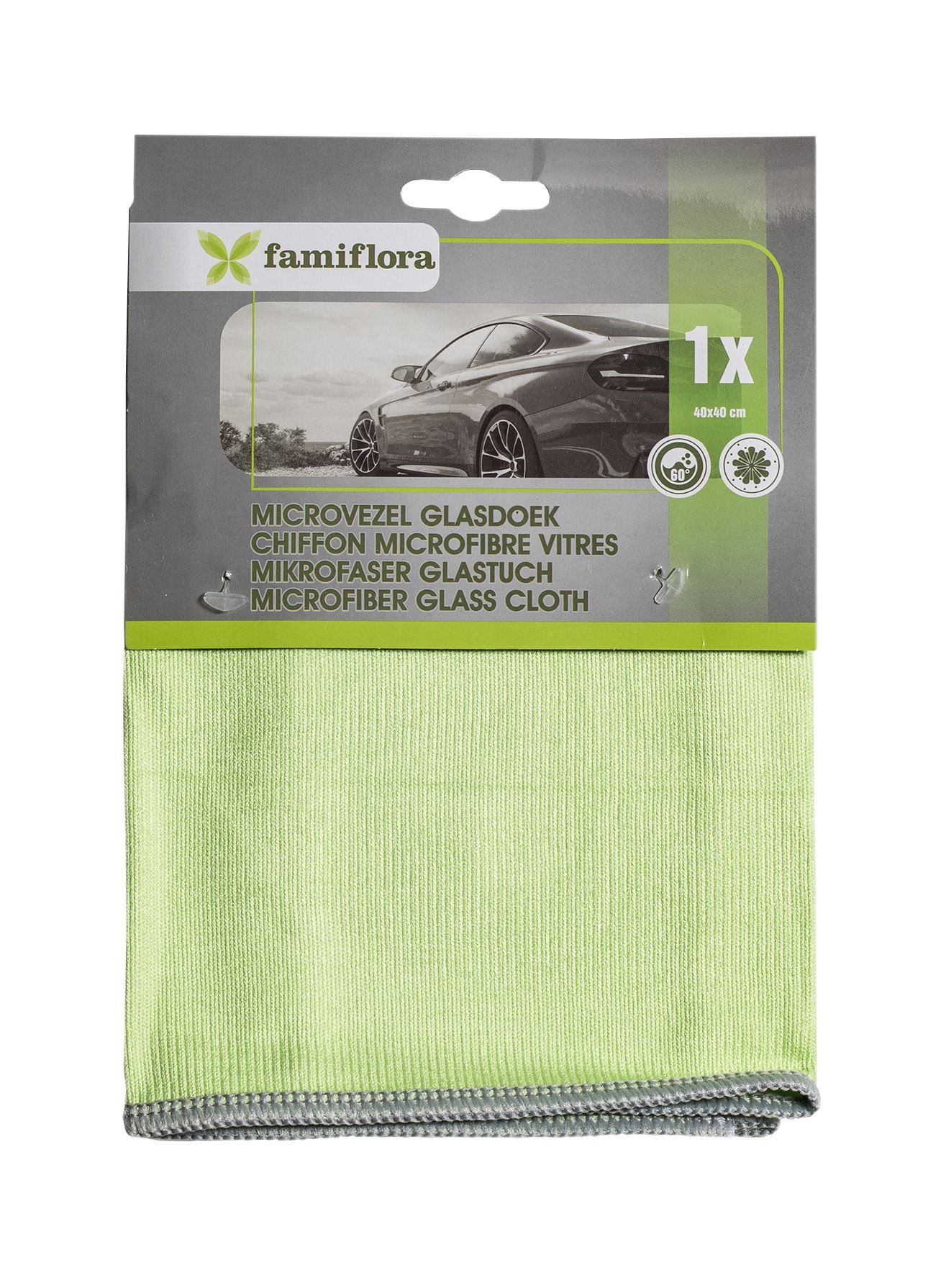 Famiflora microfiber glass cloth 40 x 40 cm - 260 gr/m² - For cleaning car windows and mirrors