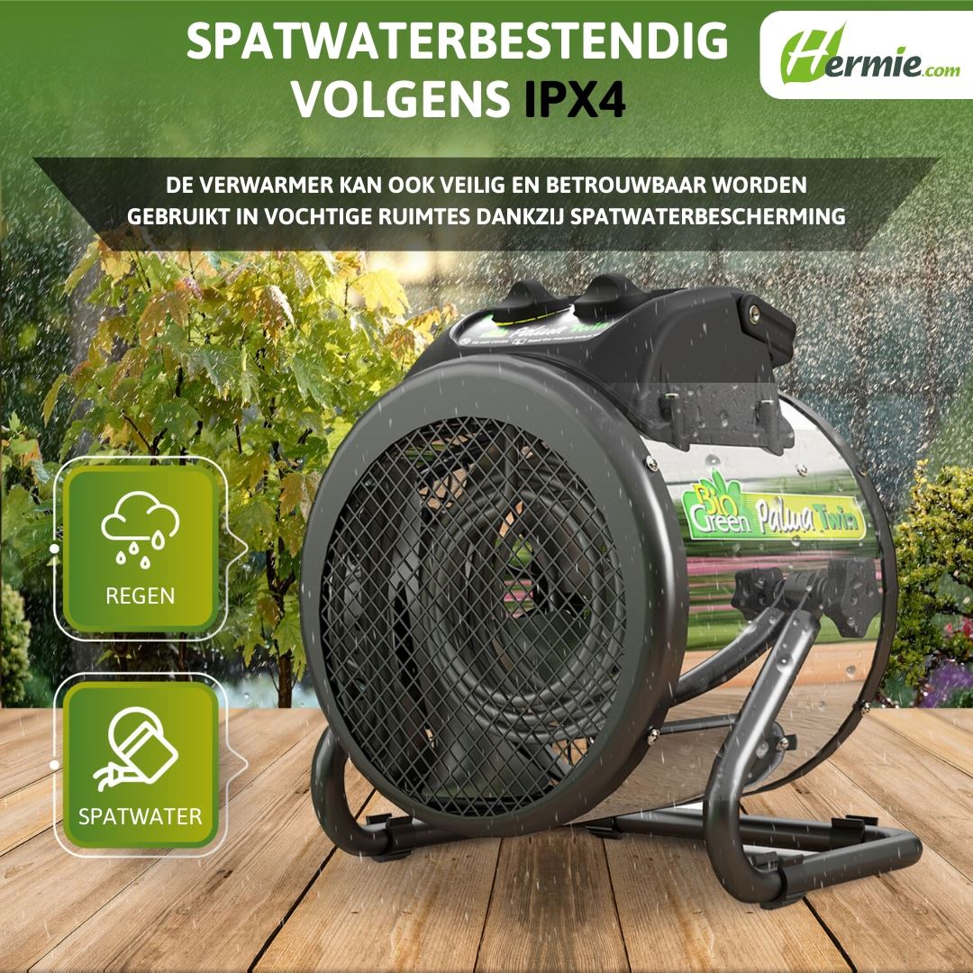 BioGreen fan heater Palma Twin with manual thermostat - for heating & air circulation in your greenhouse (up to 12m²) Elektrische-luchtverhitter-Palma-TWIN-handmatige-thermostaat-