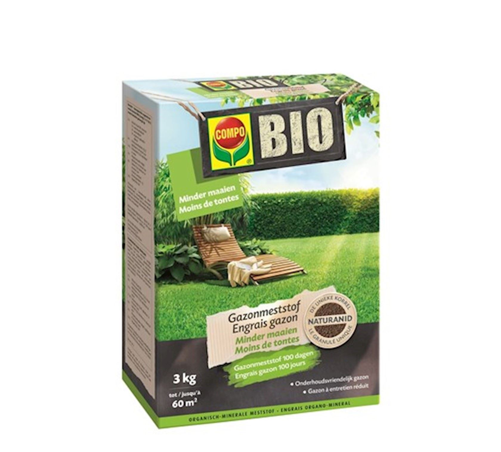 Compo bio lawn fertilizer 'less mowing' - 3 kg