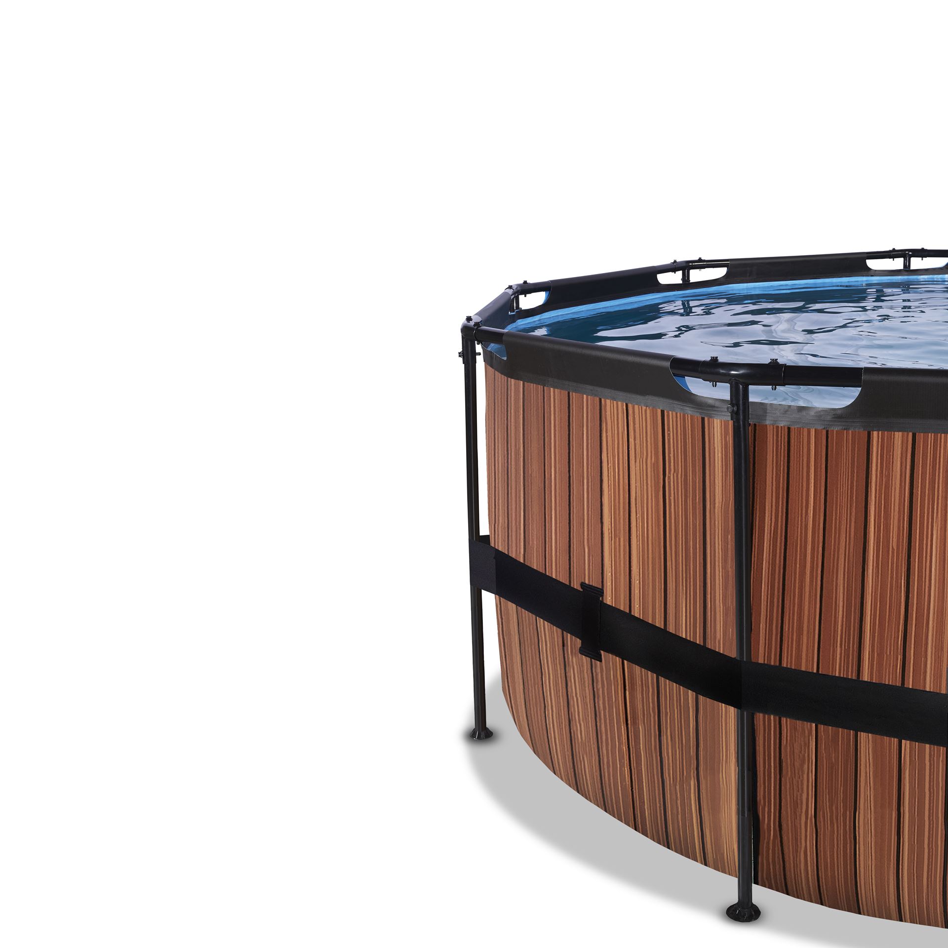 EXIT-Wood-zwembad-427x122cm-met-zandfilterpomp-en-overkapping-en-warmtepomp-bruin