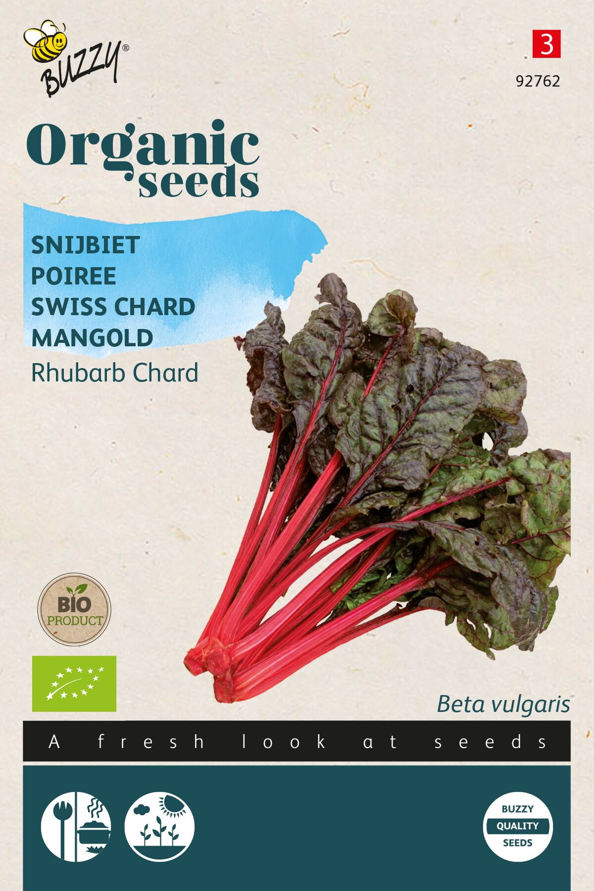 Buzzy® Bio Snijbiet zaden - Rhubard Chard 