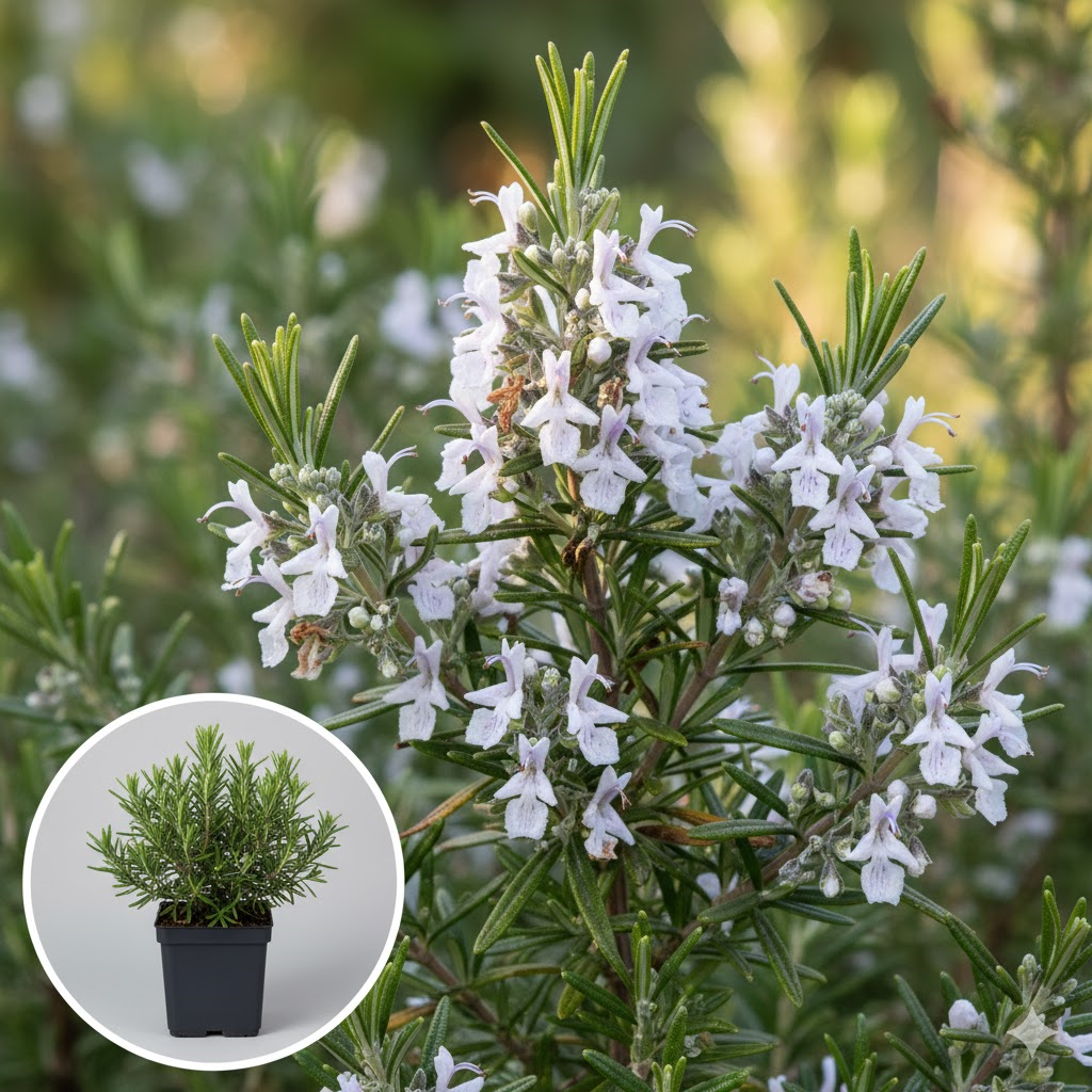 Rosmarinus officinalis 'Albiflorus' - pot 9x9 cm (Rosemary 'White Flowering Rosemary')
