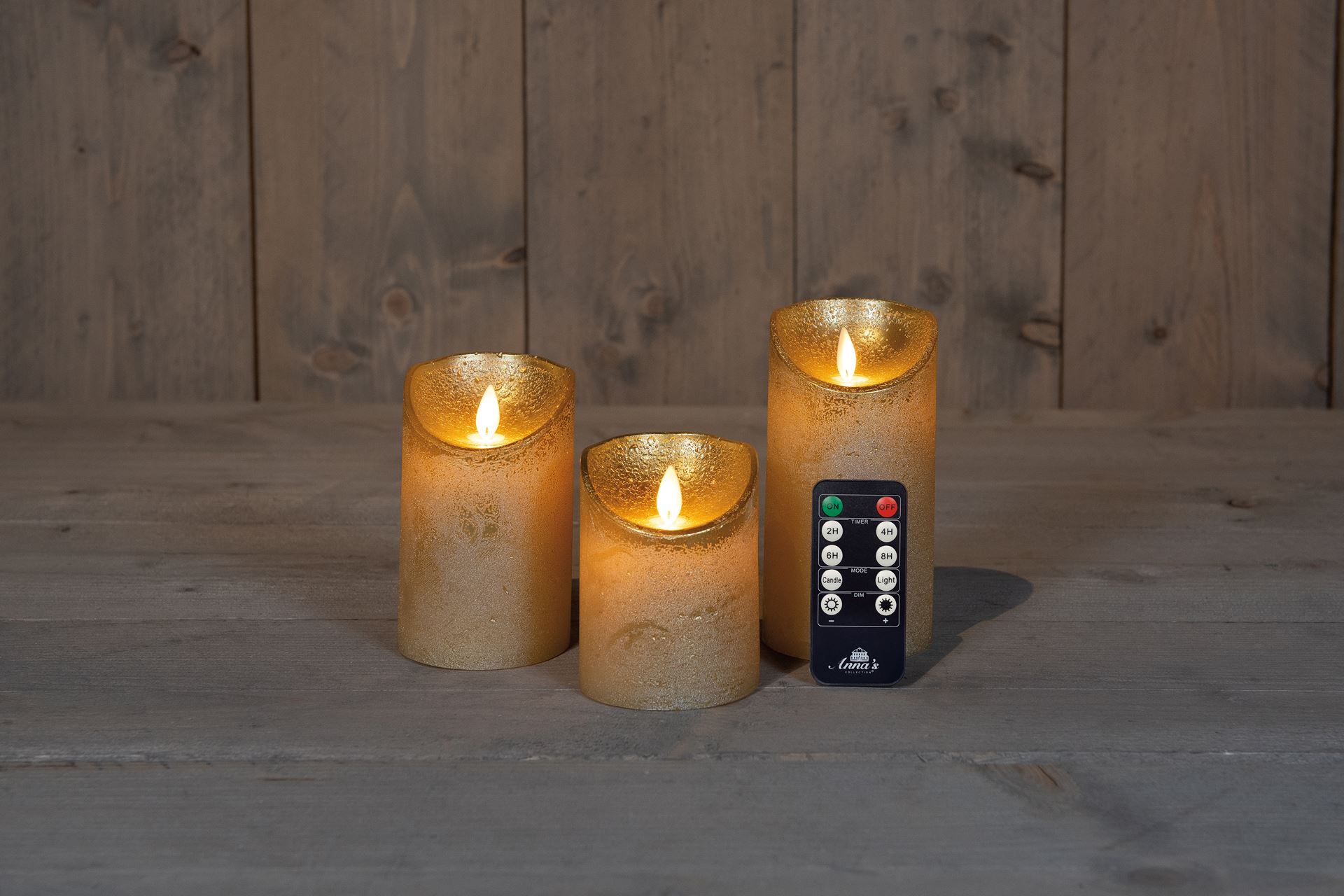 B-O-3ST-KAARS-GOUD-WAX-RUSTIEK-BEWEGENDE-VLAM-7-5X10-12-5-15CM-3X3AAA-INCL-AFSTANDSBEDIENING