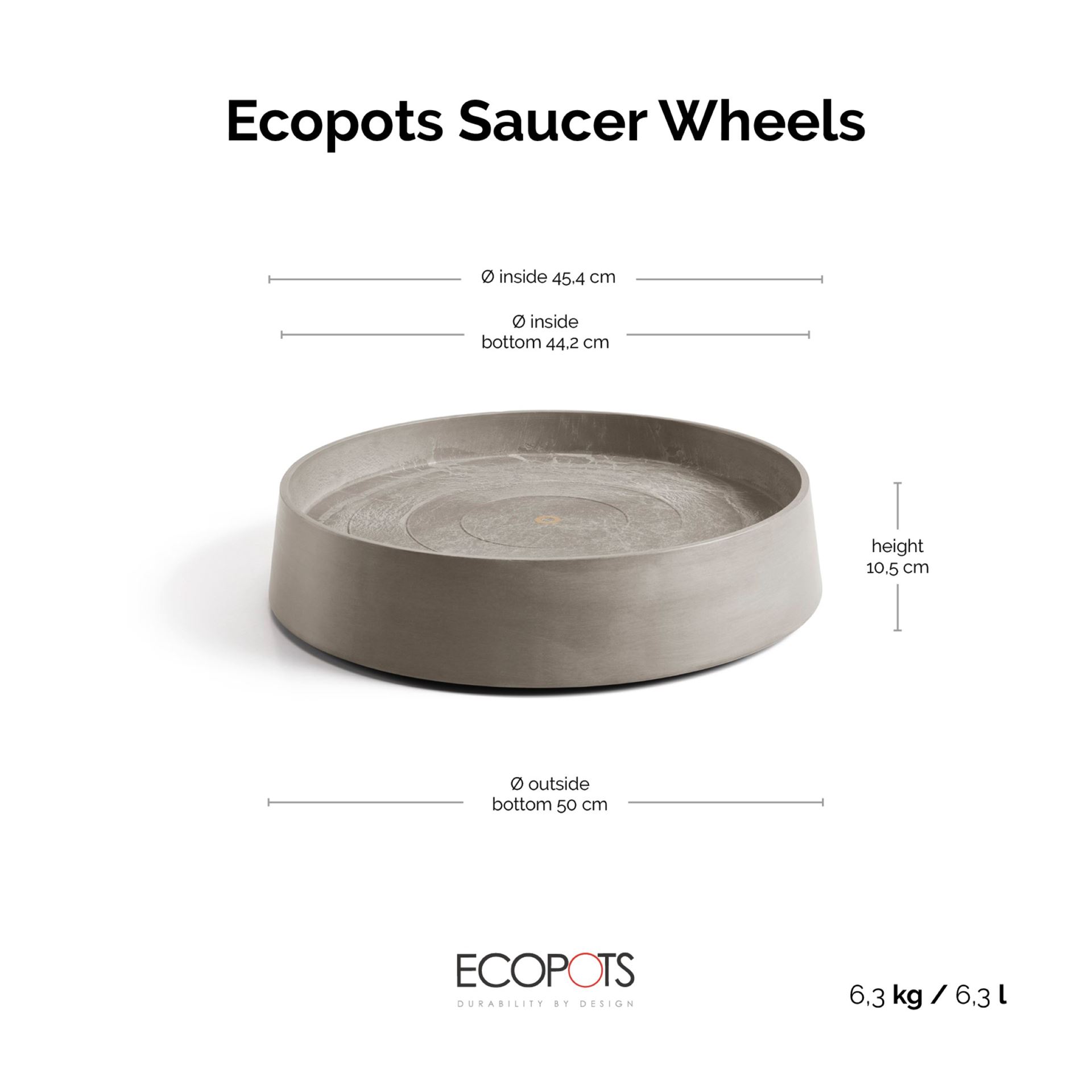 Ecopots-onderschotel-rond-met-wielen-taupe-55-cm-H10-5-cm