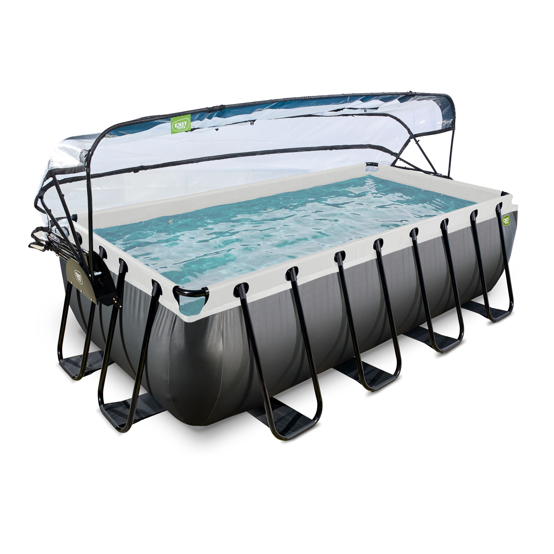 EXIT-Black-Leather-zwembad-400x200x100cm-met-zandfilterpomp-en-overkapping-en-warmtepomp-zwart