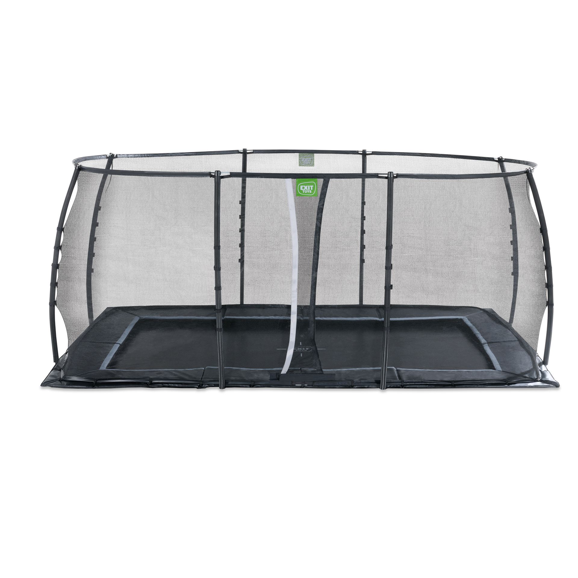 EXIT-Dynamic-groundlevel-trampoline-305x519cm-met-veiligheidsnet-zwart