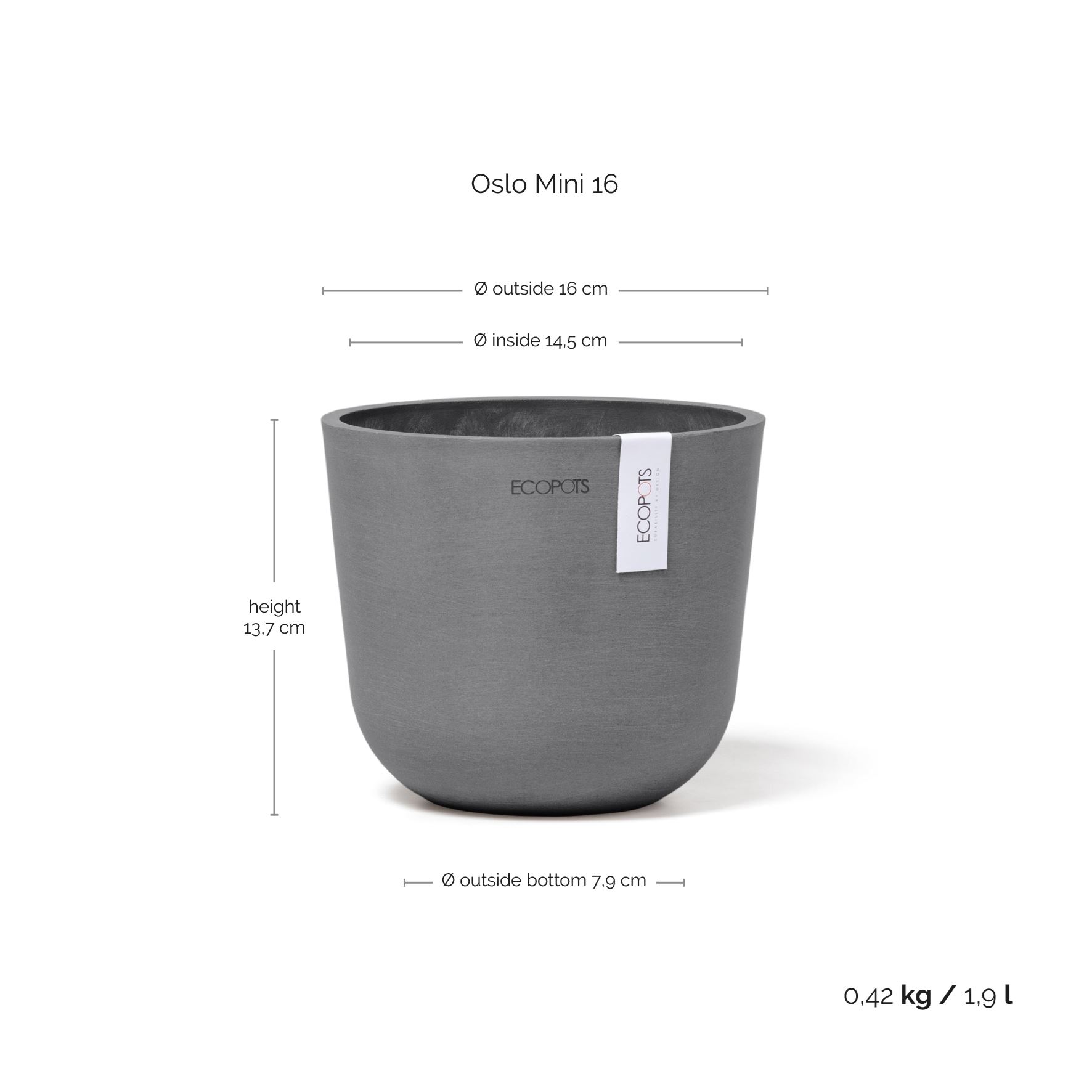 Ecopots-oslo-mini-grey-16-cm-H13-cm