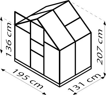 Planet-2500-HKP-6mm-donkergroen-Set-Polycarbonaat-serre-Vrijstaand-B192-2-x-L130-x-H207-cm