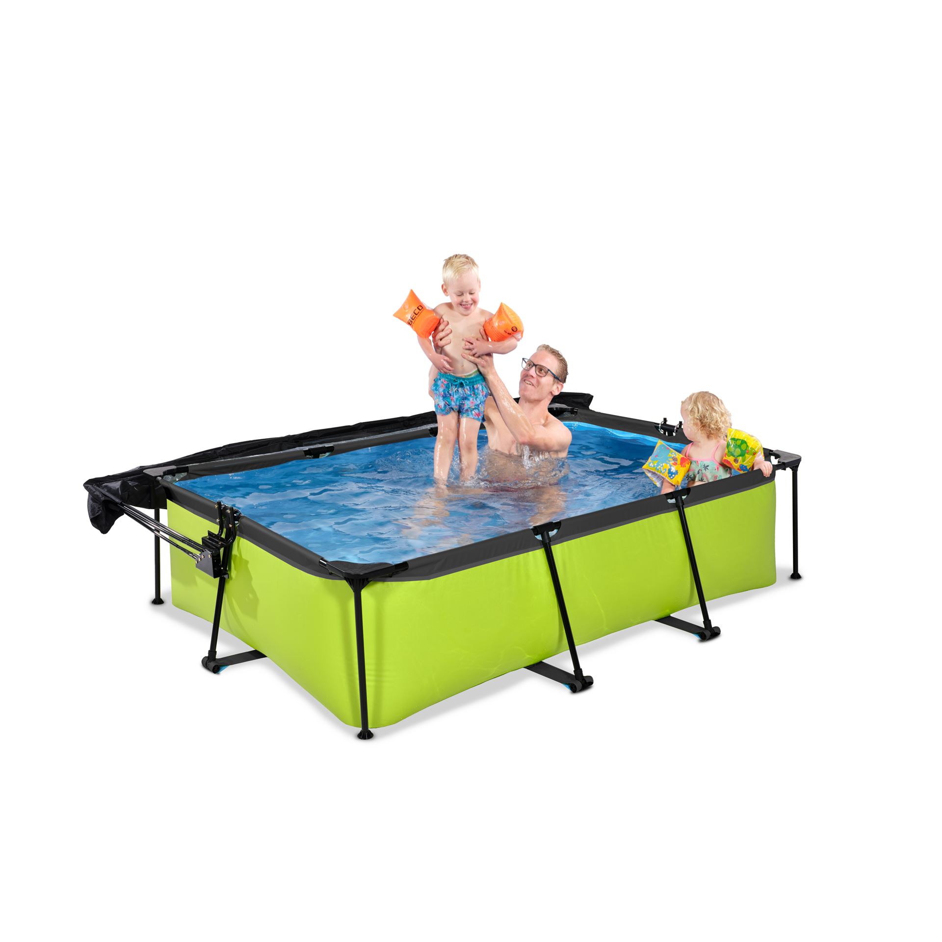EXIT-Lime-zwembad-220x150x65cm-met-filterpomp-en-schaduwdoek-groen