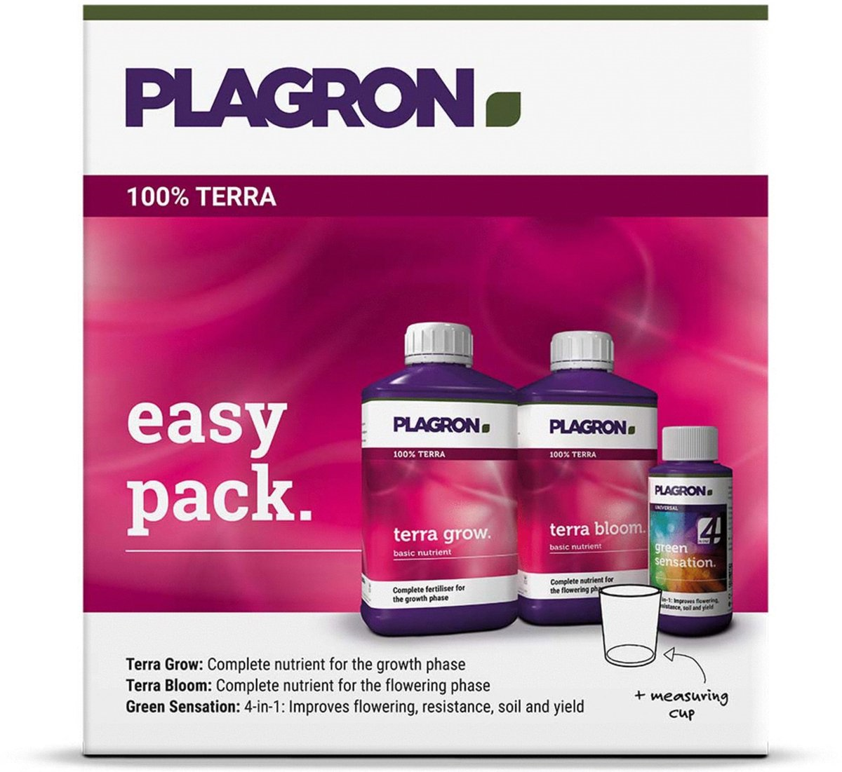 Plagron Easy Pack 100% TERRA Mineral Nutrient Set for 4 Plants - Enough for the entire growing cycle - Fast results - Includes a growing schedule - Indoor growing