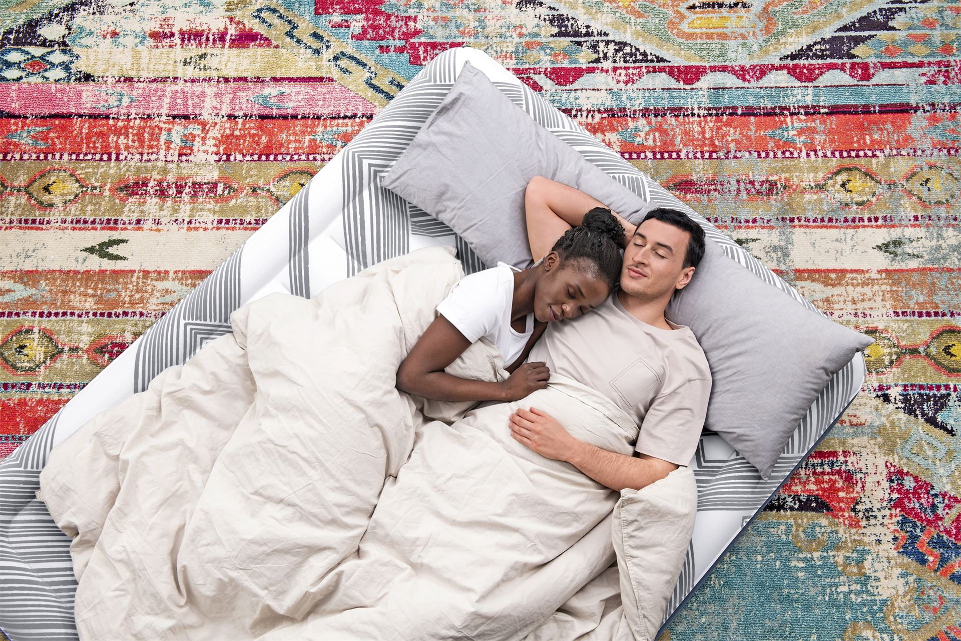 Bestway luchtbed 'Tritech Queen' - 203x152x36 cm - met zijkant, ingebouwde pomp Bestway-2-03m-x-1-52m-x-36cm-Tritech-Fashion-Flock-Air-Mattress-Queen-Built-in-AC-Pump