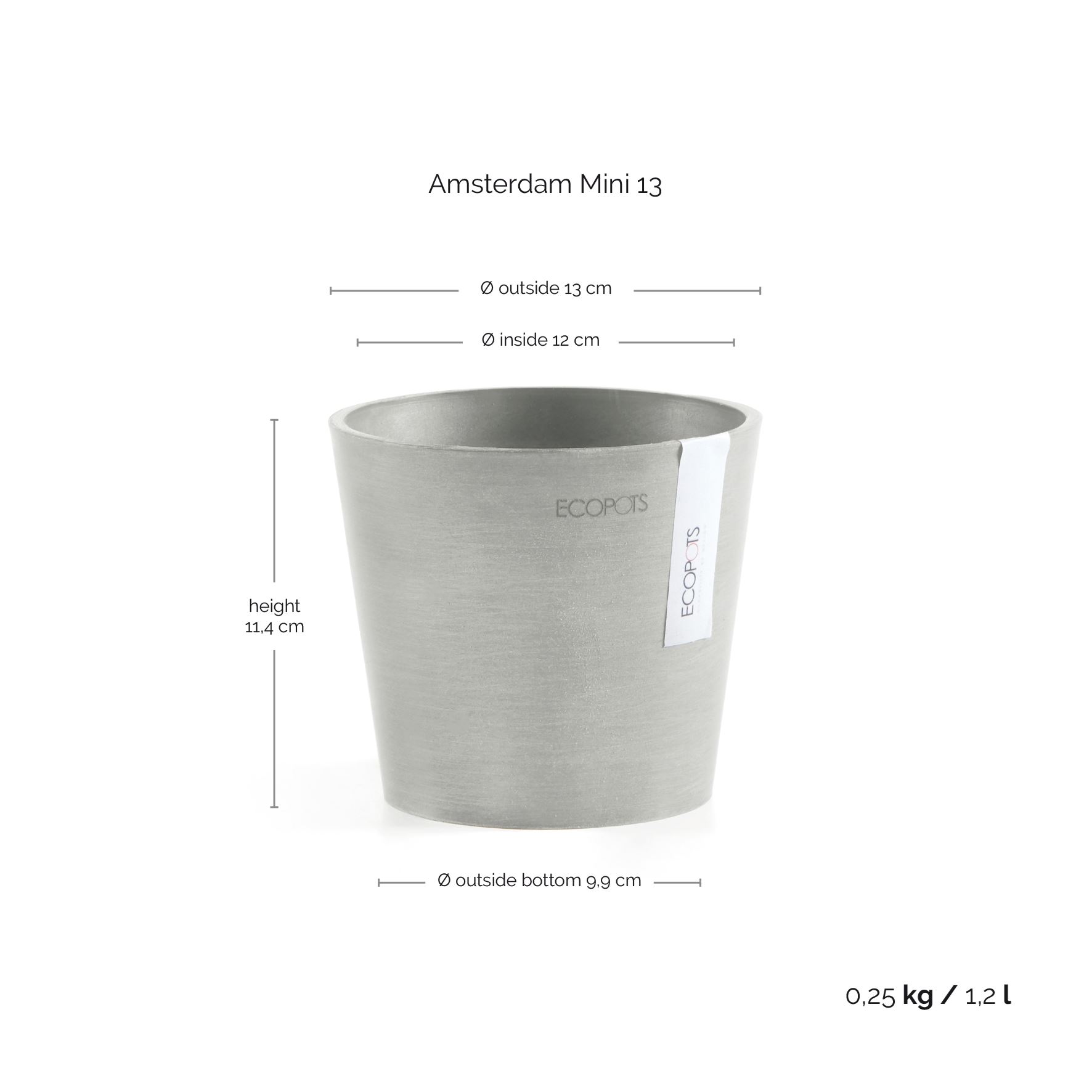 Ecopots-amsterdam-mini-white-grey-13-cm-H11-4-cm