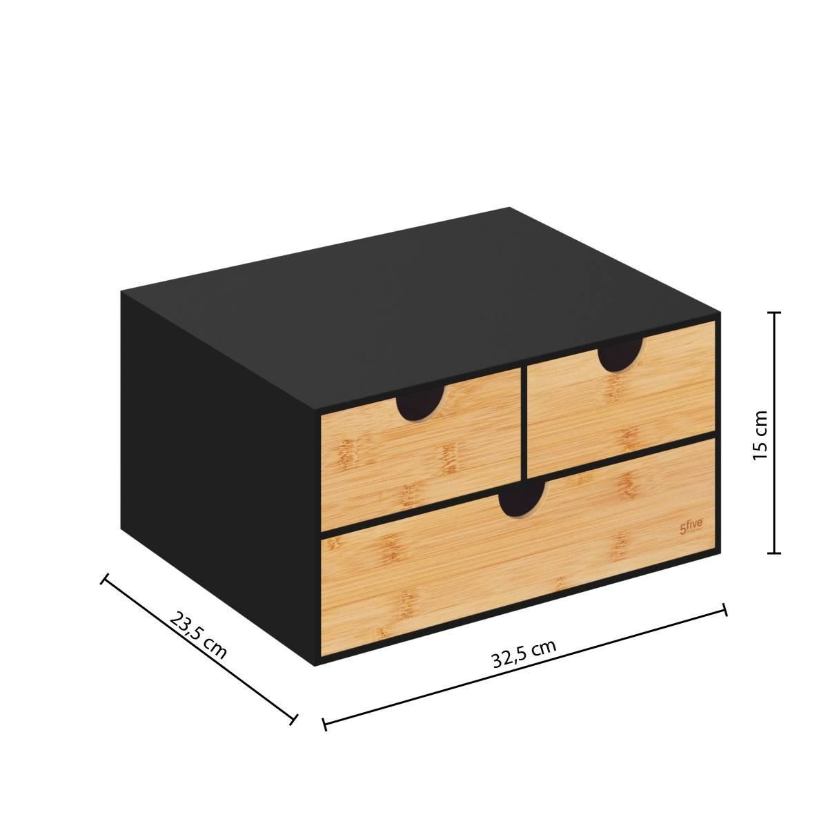 Opbergdoos-Bava-3vakjes-32-5x23-5x15cm-zwart