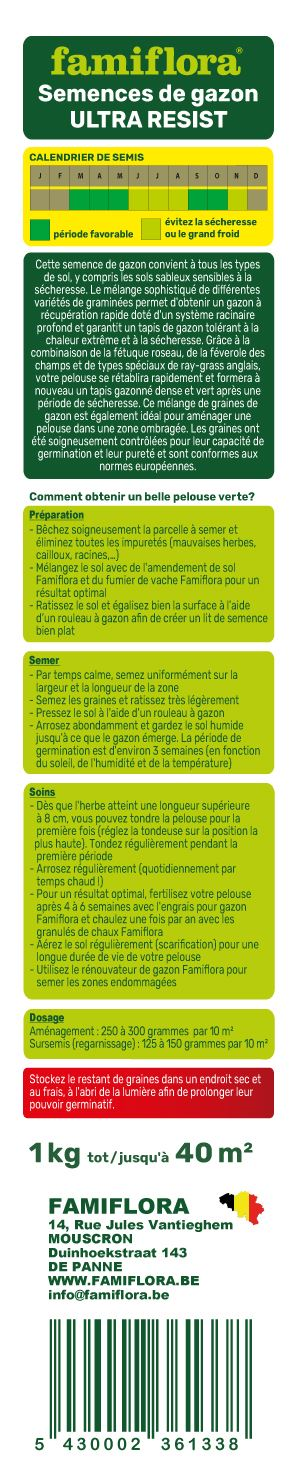 Famiflora grass seed 1kg up to 40m² - Ultra Resist - all-rounder