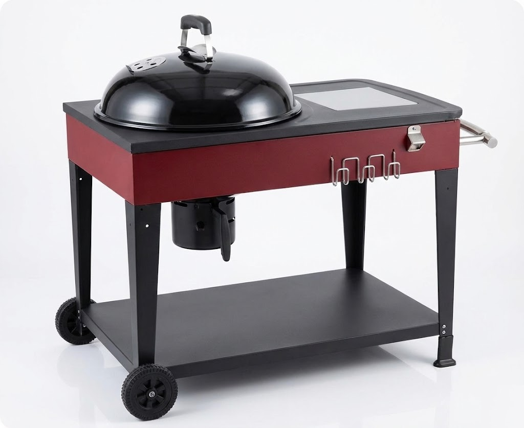Famiflora Master Charcoal Grill - Compact grilling surface - With thermometer - Ideal for 4-6 people