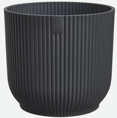 Elho Vibes Fold Round 16 cm - Anthracite - Pot intérieur moderne avec motif côtelé tendance