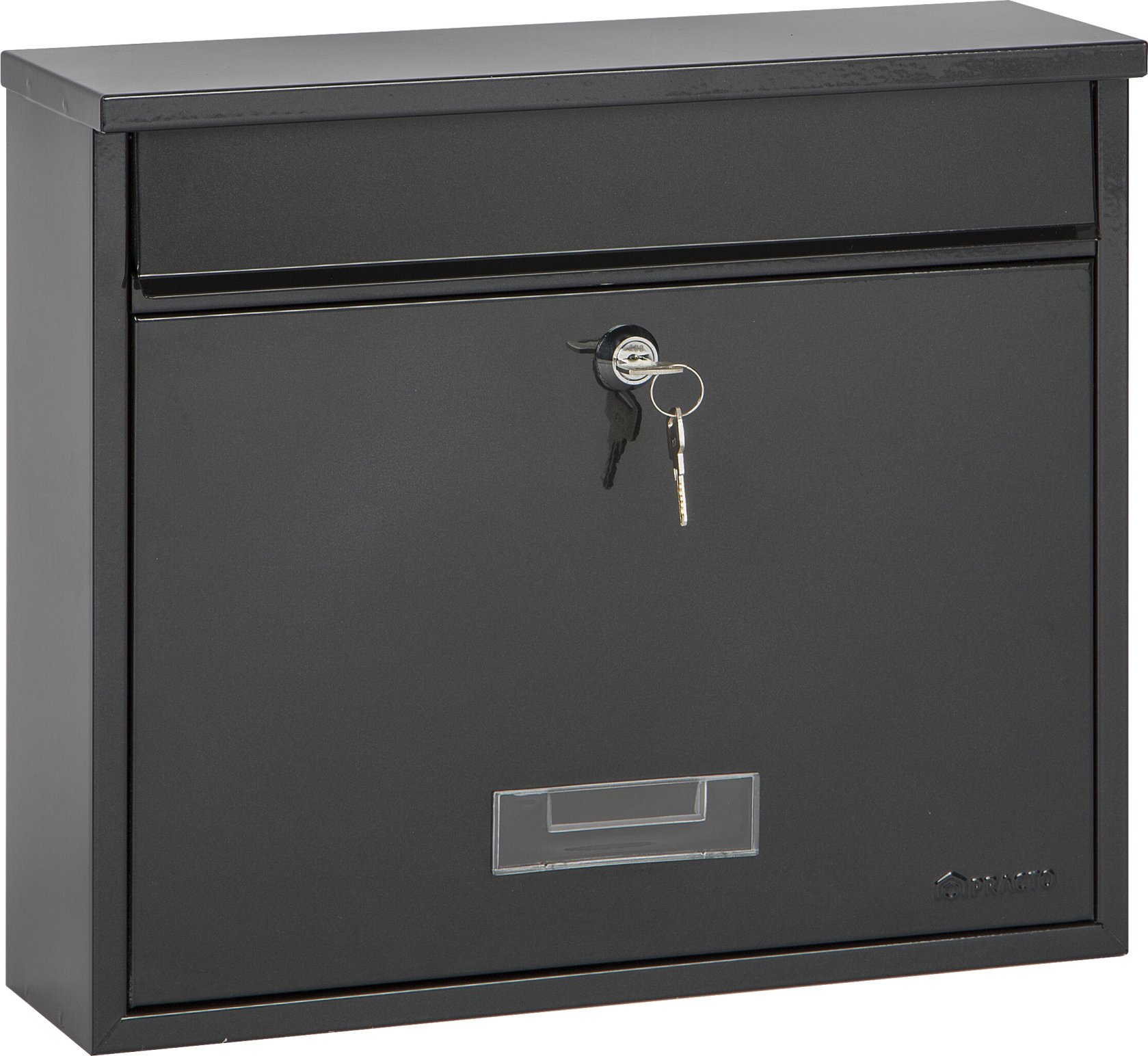 Practo Garden mailbox Oxford - black - in painted steel - 10x36x31cm - RAL 7020 MAT