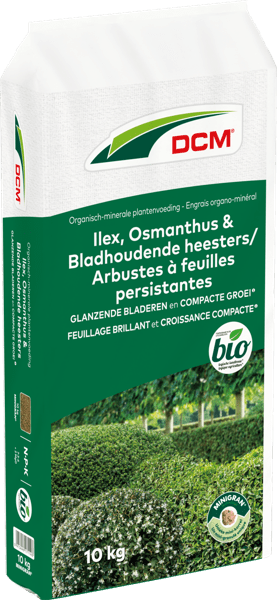 DCM Plantenvoeding Ilex, Osmanthus & Bladhoudende Heesters 10 KG - Voor het bemesten van ilex, osmanthus en andere bladhoudende heesters