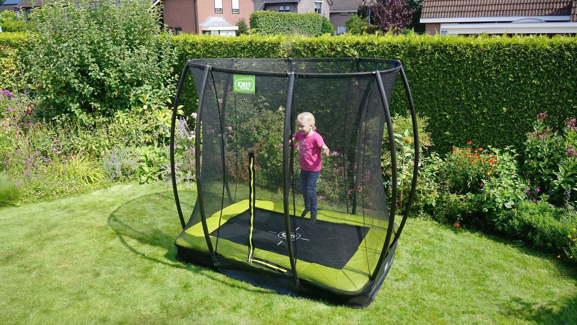 EXIT-Silhouette-inground-trampoline-153x214cm-met-veiligheidsnet-groen
