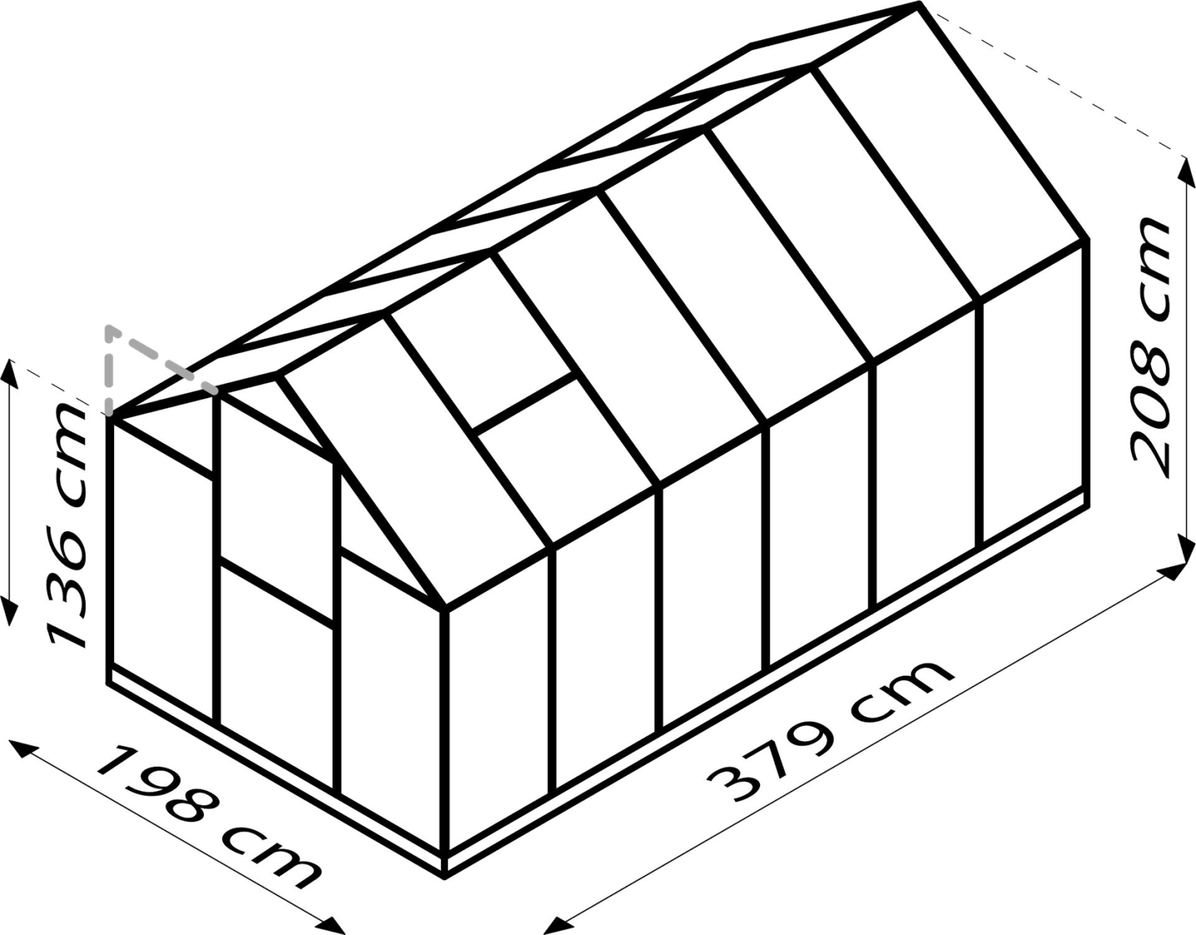 Serre Vitavia Triton 7,5m² avec polycarbonate 4 mm - Aluminium - Avec porte flexible (porte à la française ou porte coulissante) et fondation