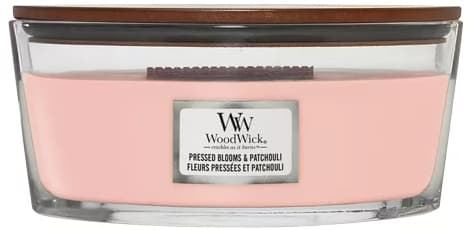 WoodWick - Pressed Blooms & Patchouli - Bougie Ellipse - Avec un son crépitant