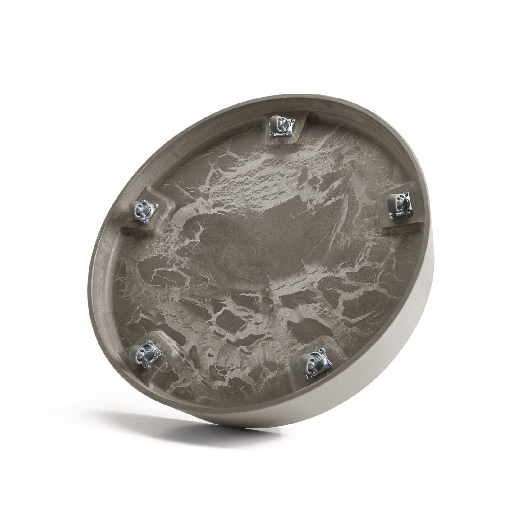 Ecopots soucoupe à roulettes Oslo - Rond - Taupe - Diamètre 50 x H10,5 cm