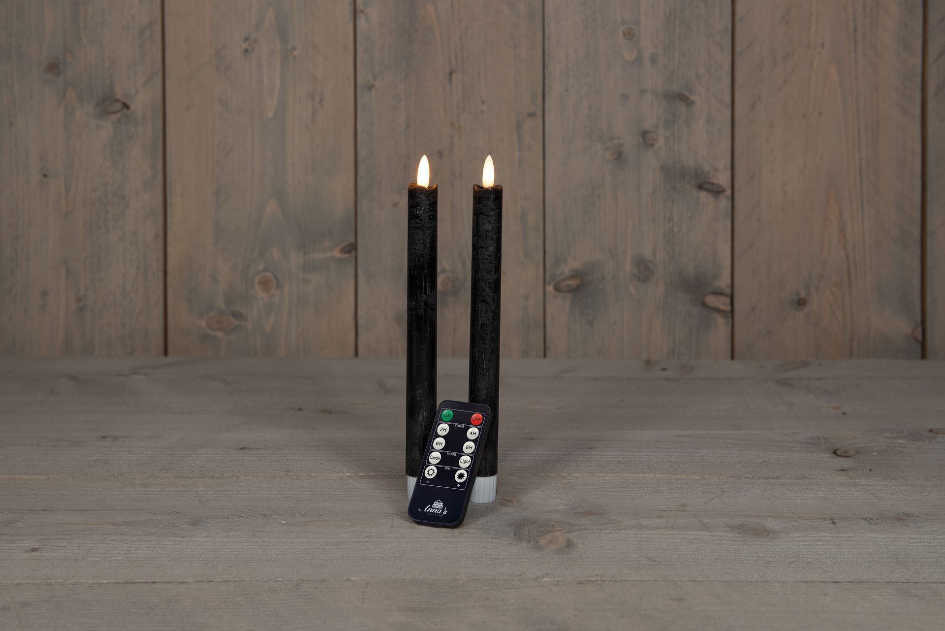 B-O-2st-Zwart-rustiek-Wax-dinerkaars-23CM-3D-lont-met-afstandsbediening-Excl-2x2AAA