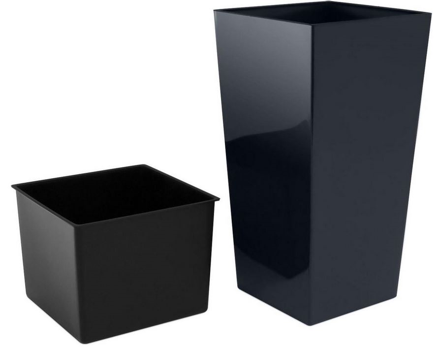 Prosperplast Urbi Square - Bloempot - Antraciet - Vierkant - Vorstbestendig - Lichtgewicht - 19 x 19 x 37 cm