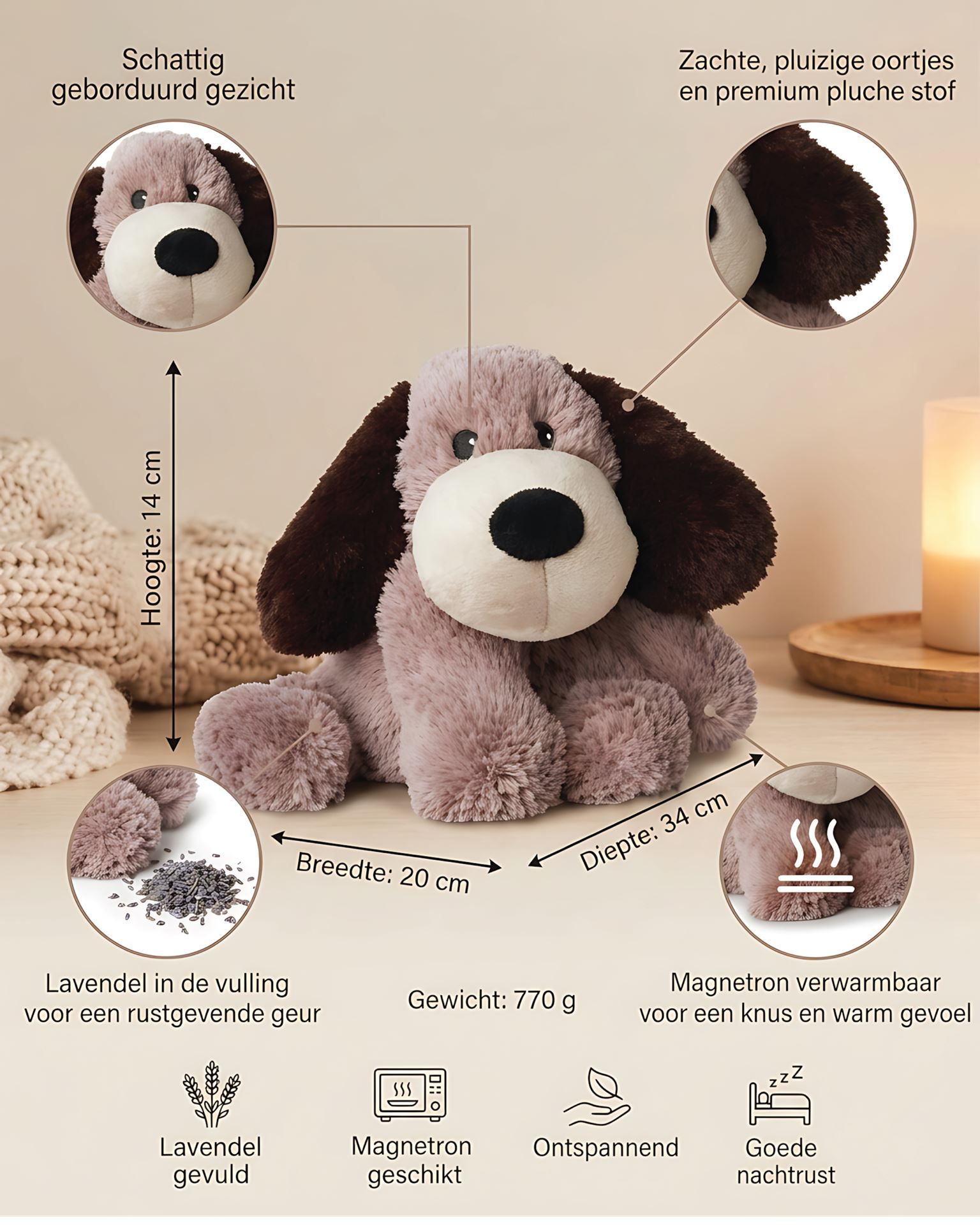 Warmies-hond-bruin