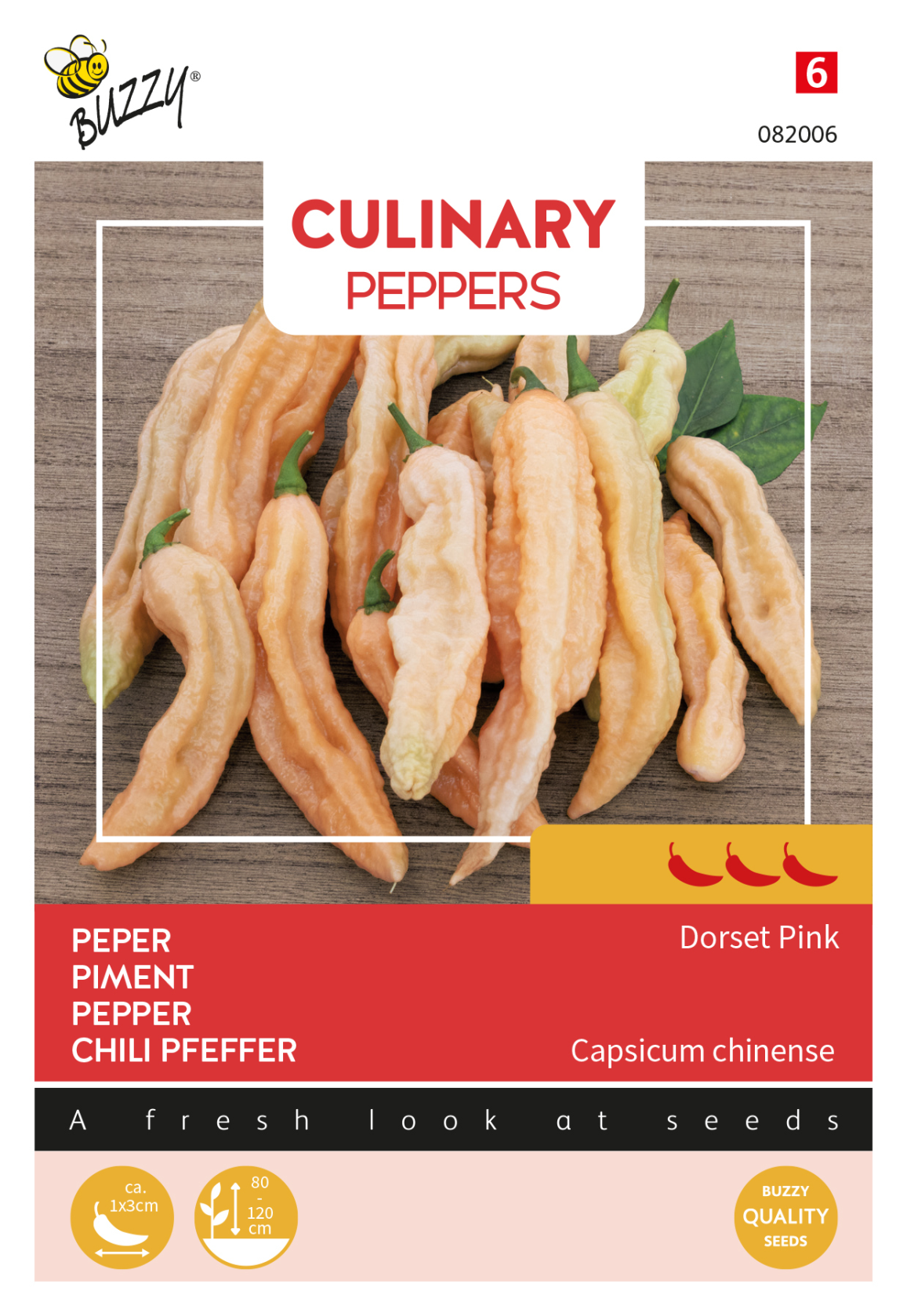 Buzzy® Culinary Peppers Dorset Pink - Chilipeper Zaden - Roze/Paarse Vruchten - Medium Heet