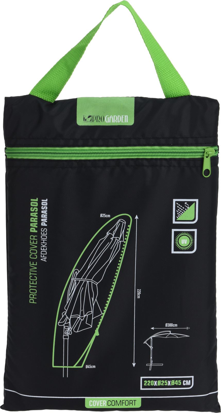 ProGarden housse pour parasol flottant - H220xØ25/45cm - Convient pour parasol suspendu de B300cm