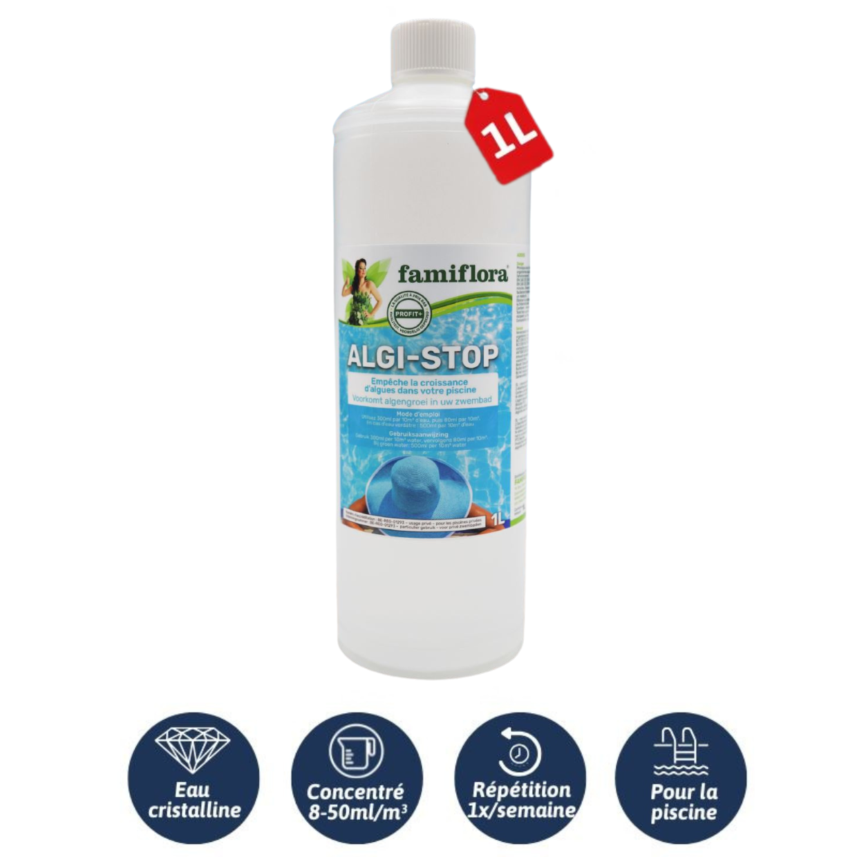 Famiflora Algi-Stop liquid 1L - Against algae growth in the pool!