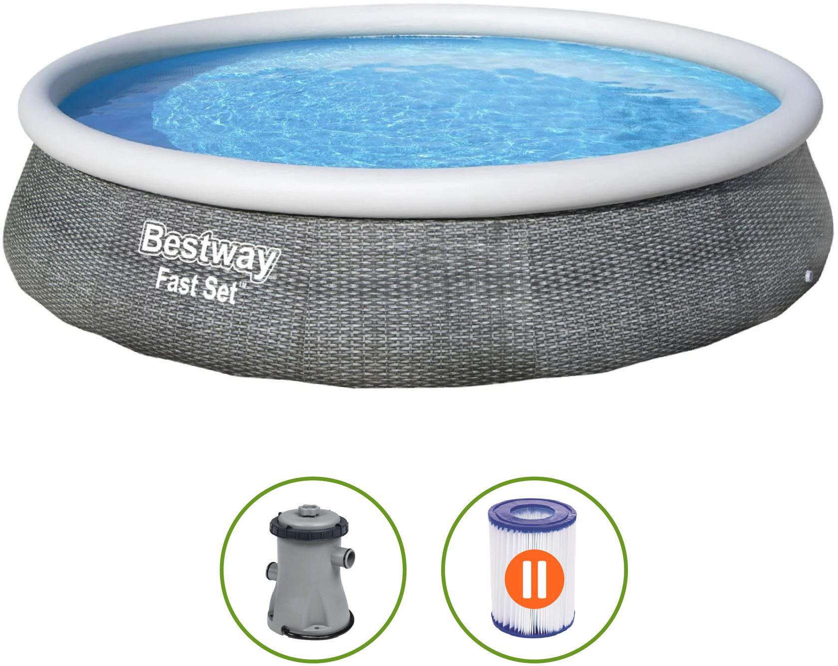 Bestway Fast Set piscine gonflable Rotin - ronde - Ø396 x H84 cm