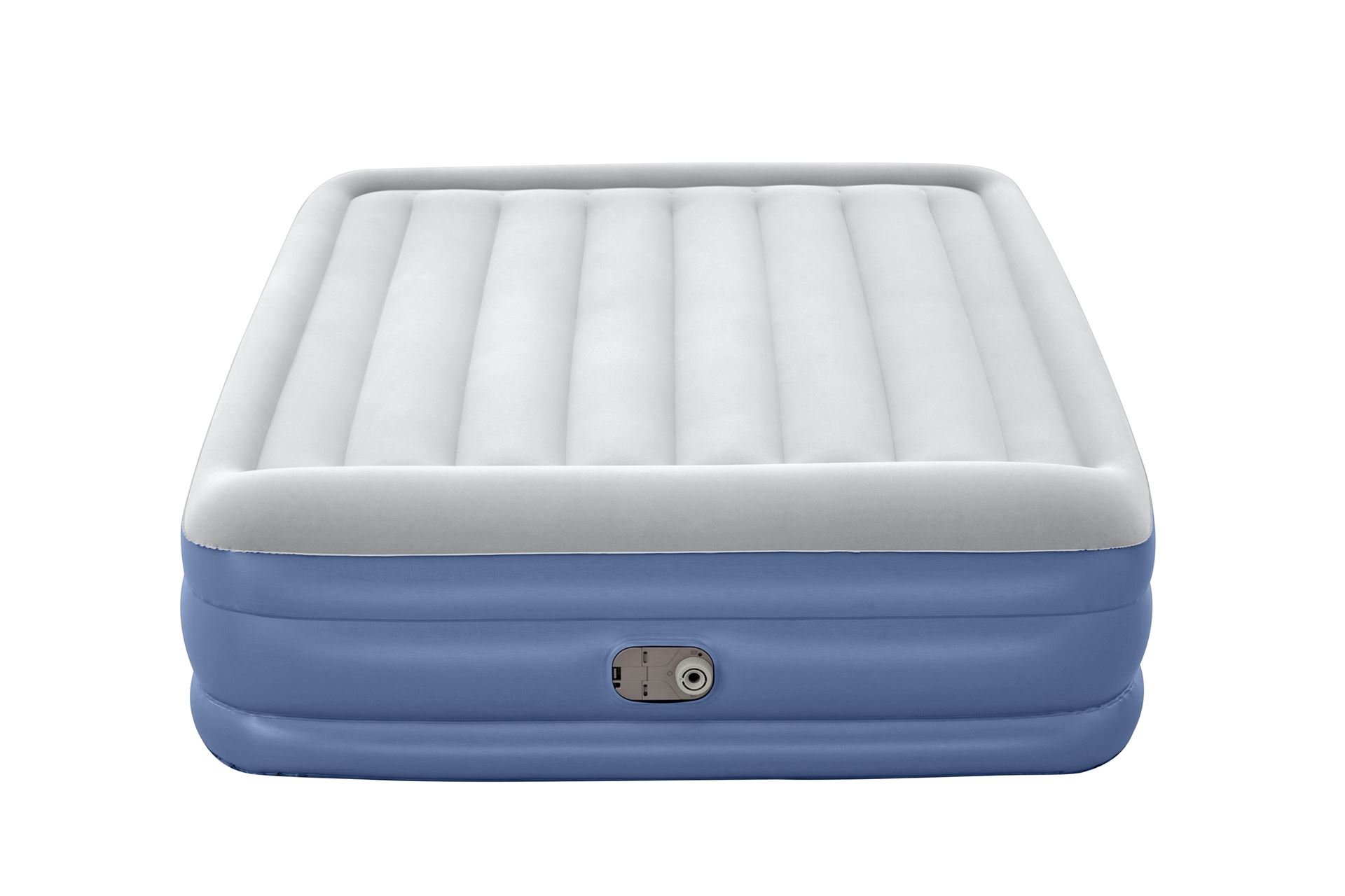 Bestway airbed 'Tritech Queen' - 203x152x46 cm - with side, built-in pump, deflating valve and pillow - blue/gray Bestway-2-03m-x-1-52m-x-46cm-Tritech-Air-Mattress-Queen-Built-in-AC-Pump